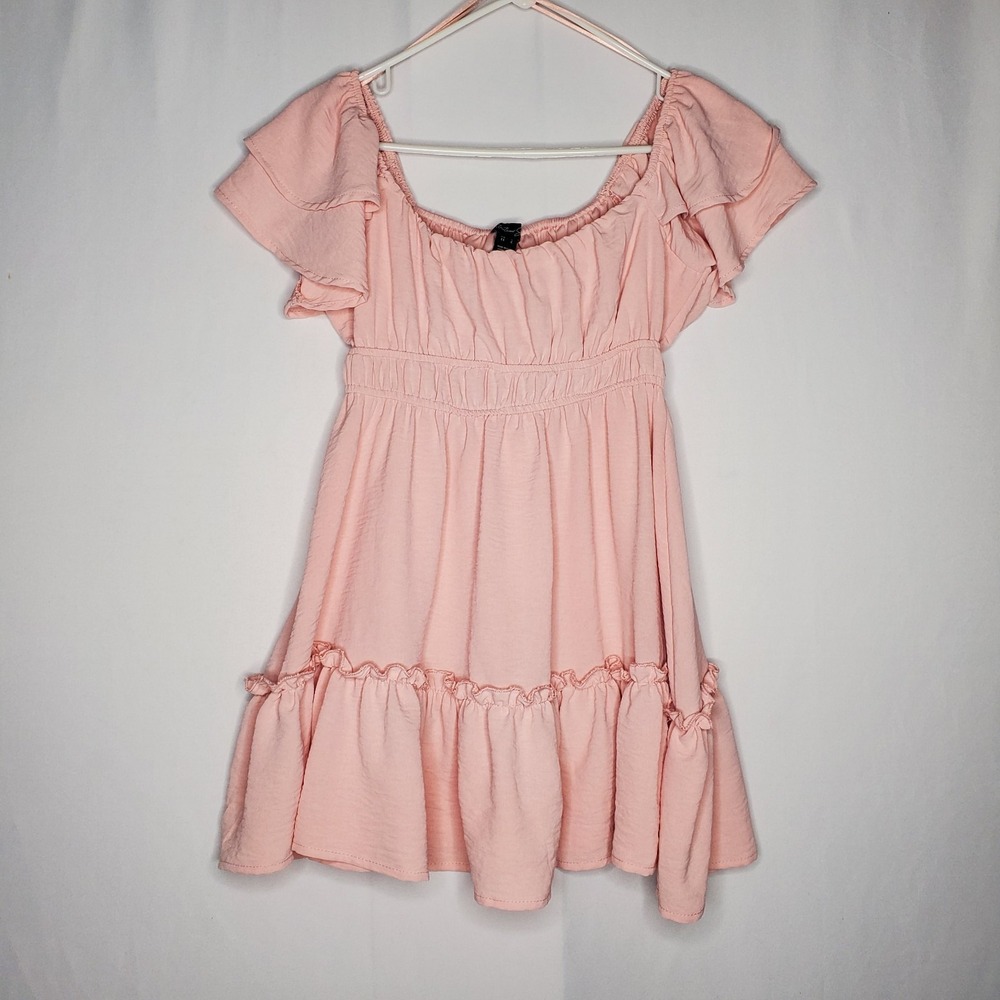 Streetwear Society Empire Dress Jrs Small Milkmaid Coquette Blush Ruffle Flutter